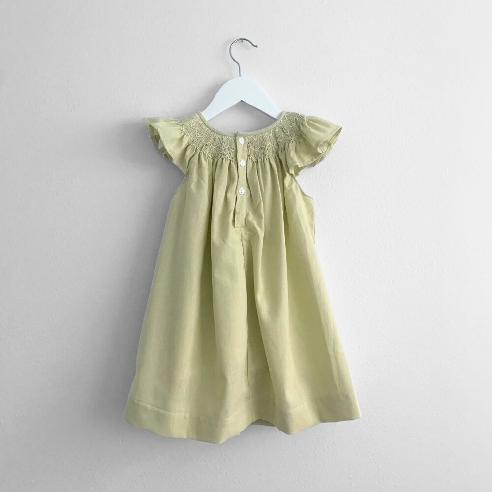 NWT Beautiful Girls Embroidered Smocked Bishop Dress Spring Botanicals Green 11Y - Picture 3 of 6